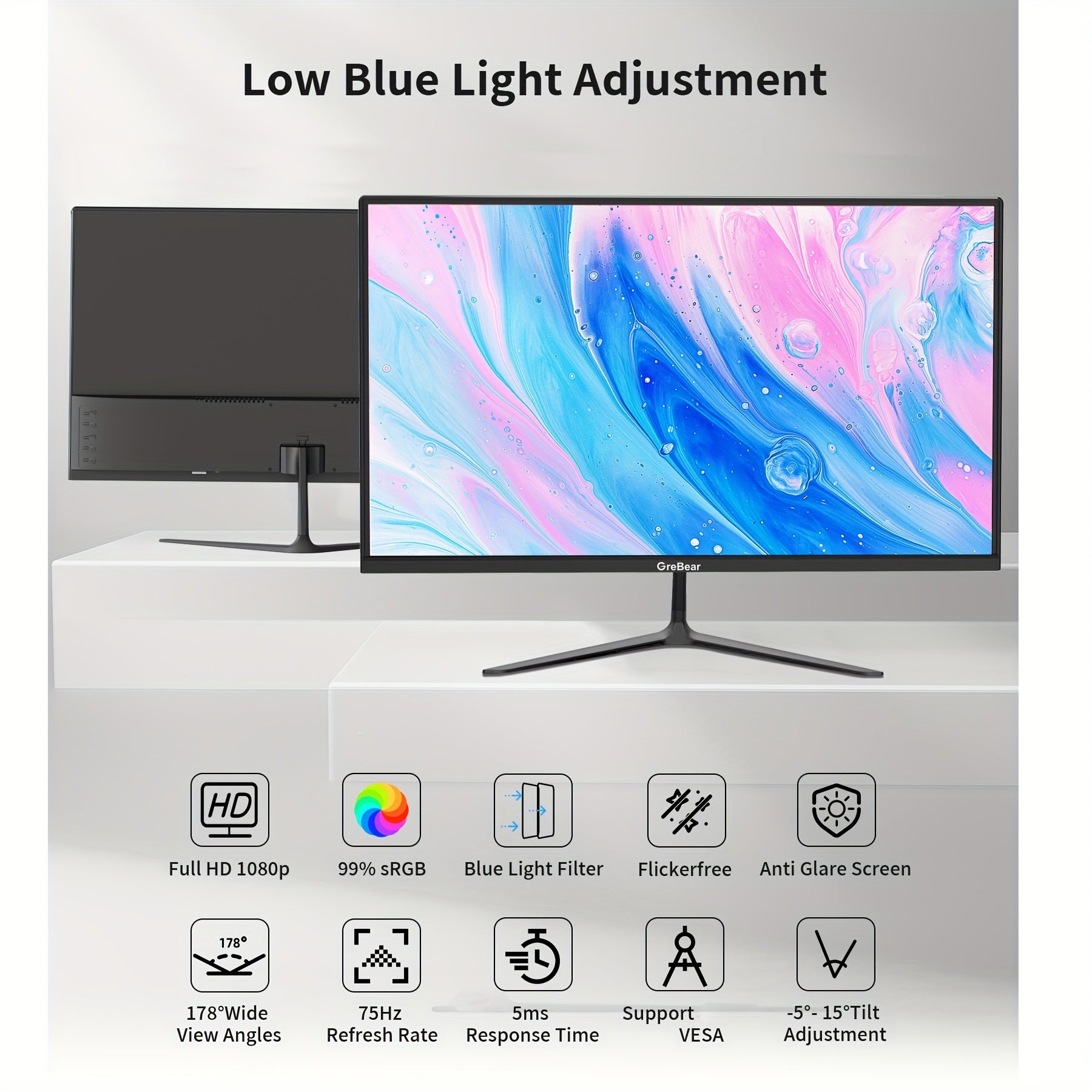 GreBear 24 Inch Monitor 75Hz FHD