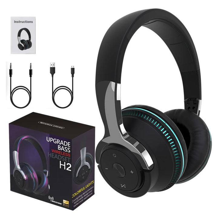 GUZMYYF H2 Noise Cancelling RGB Bluetooth Headphone 24hrs battery