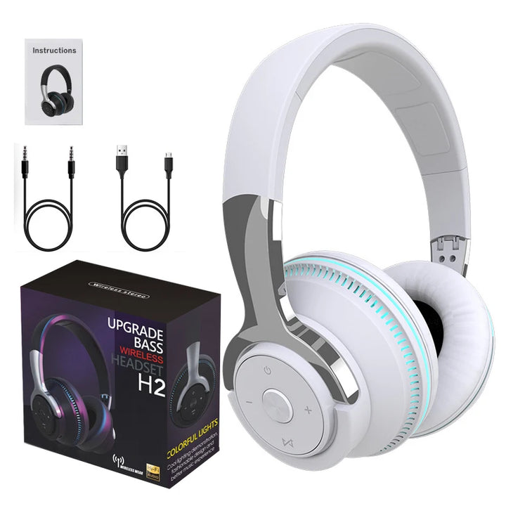 GUZMYYF H2 Noise Cancelling RGB Bluetooth Headphone 24hrs battery