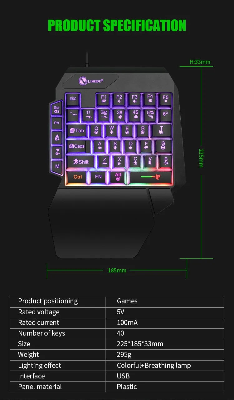 TEUCER Single Hand Mini Gaming Keyboard