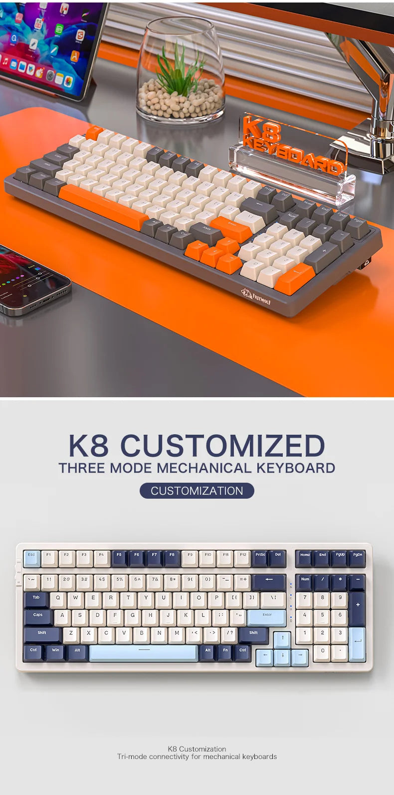 Ziyoulang K8 100 Key Wireless Mechanical Keyboard T