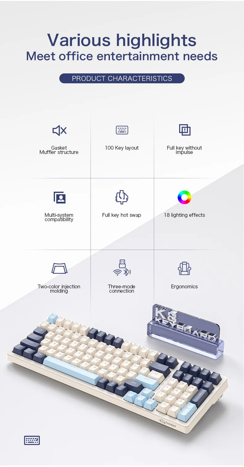 Ziyoulang K8 100 Key Wireless Mechanical Keyboard T