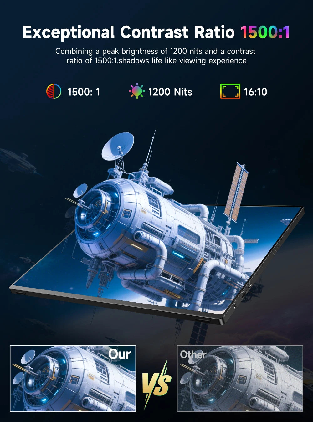 UPERFECT 16"4K Portable Monitor 1200 Nits 3840x2400