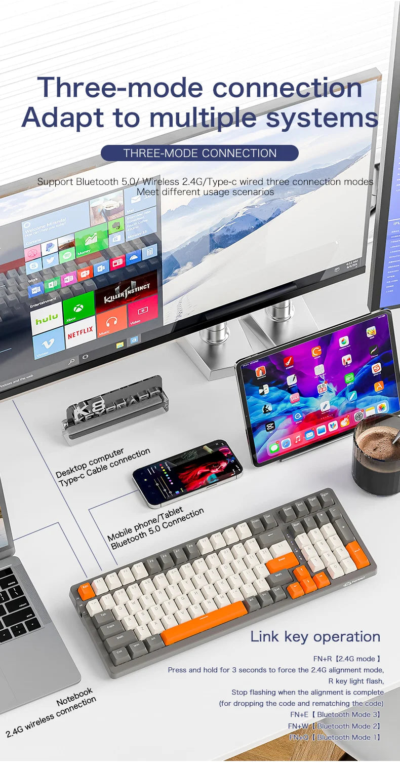 Ziyoulang K8 100 Key Wireless Mechanical Keyboard T