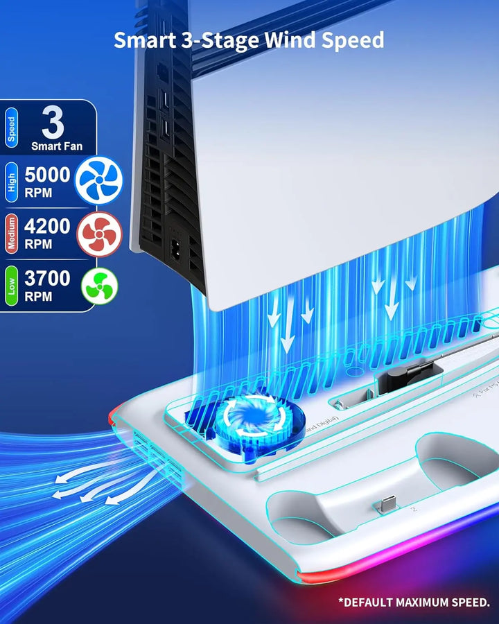 PS5/Slim/Pro Cooling Stand with LED Controller Charging Station