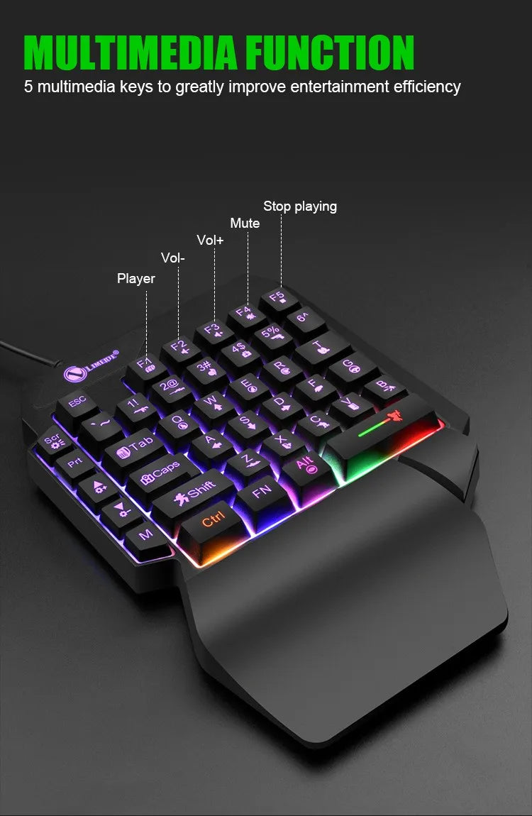 TEUCER Single Hand Mini Gaming Keyboard