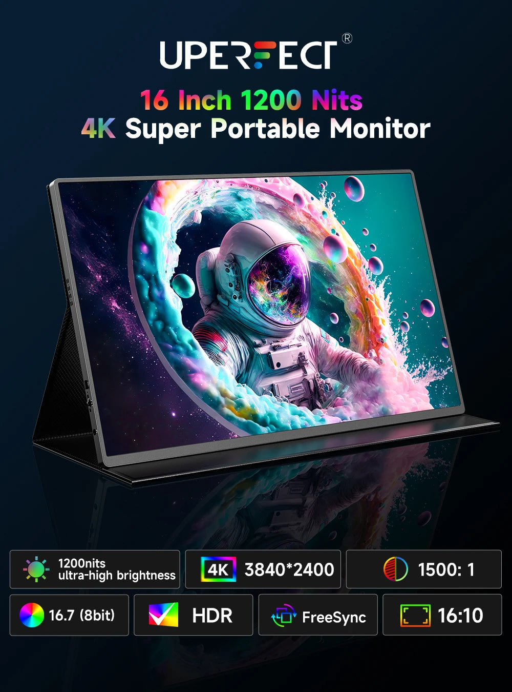 UPERFECT 16"4K Portable Monitor 1200 Nits 3840x2400