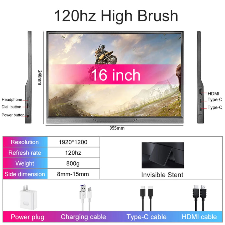 LANLIPU 16inch Portable Monitor 120HZ