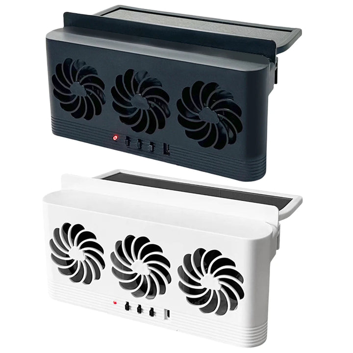 Solar Powered Car Radiator Cooling Fan with 3 Air Outlets