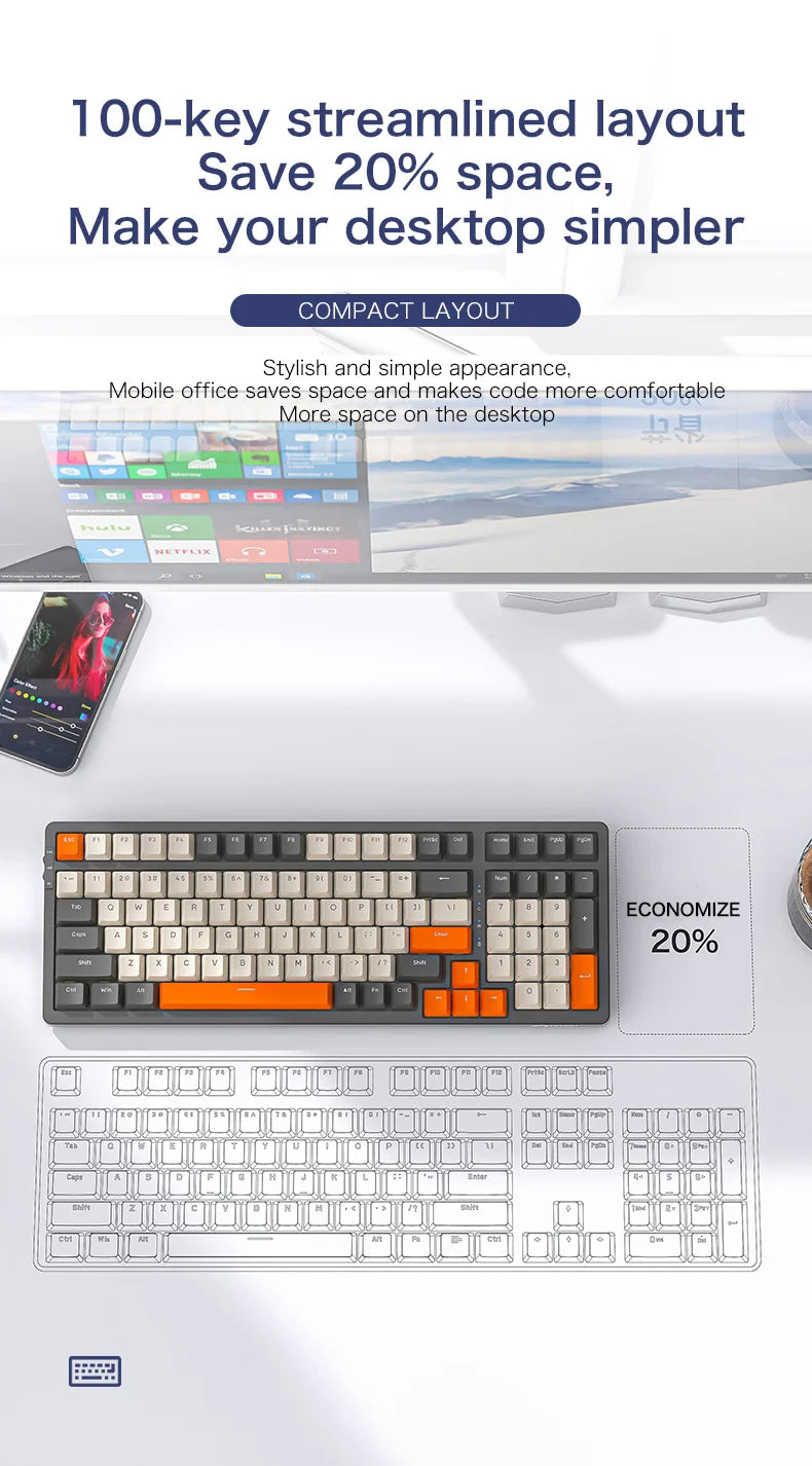 Ziyoulang K8 100 Key Wireless Mechanical Keyboard T