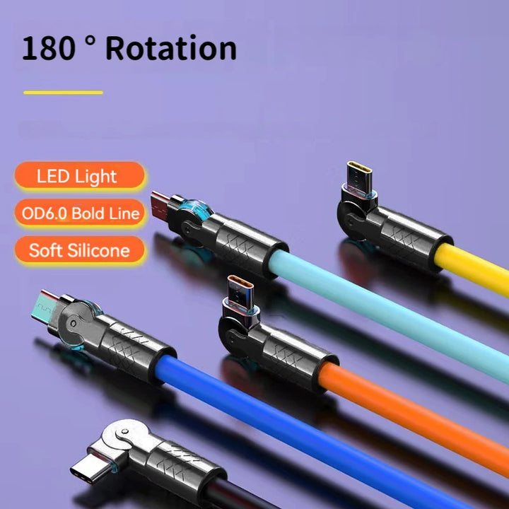 Super Fast Charge Type C Silicone with 180 ° rotating elbow