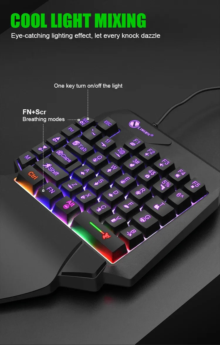 TEUCER Single Hand Mini Gaming Keyboard
