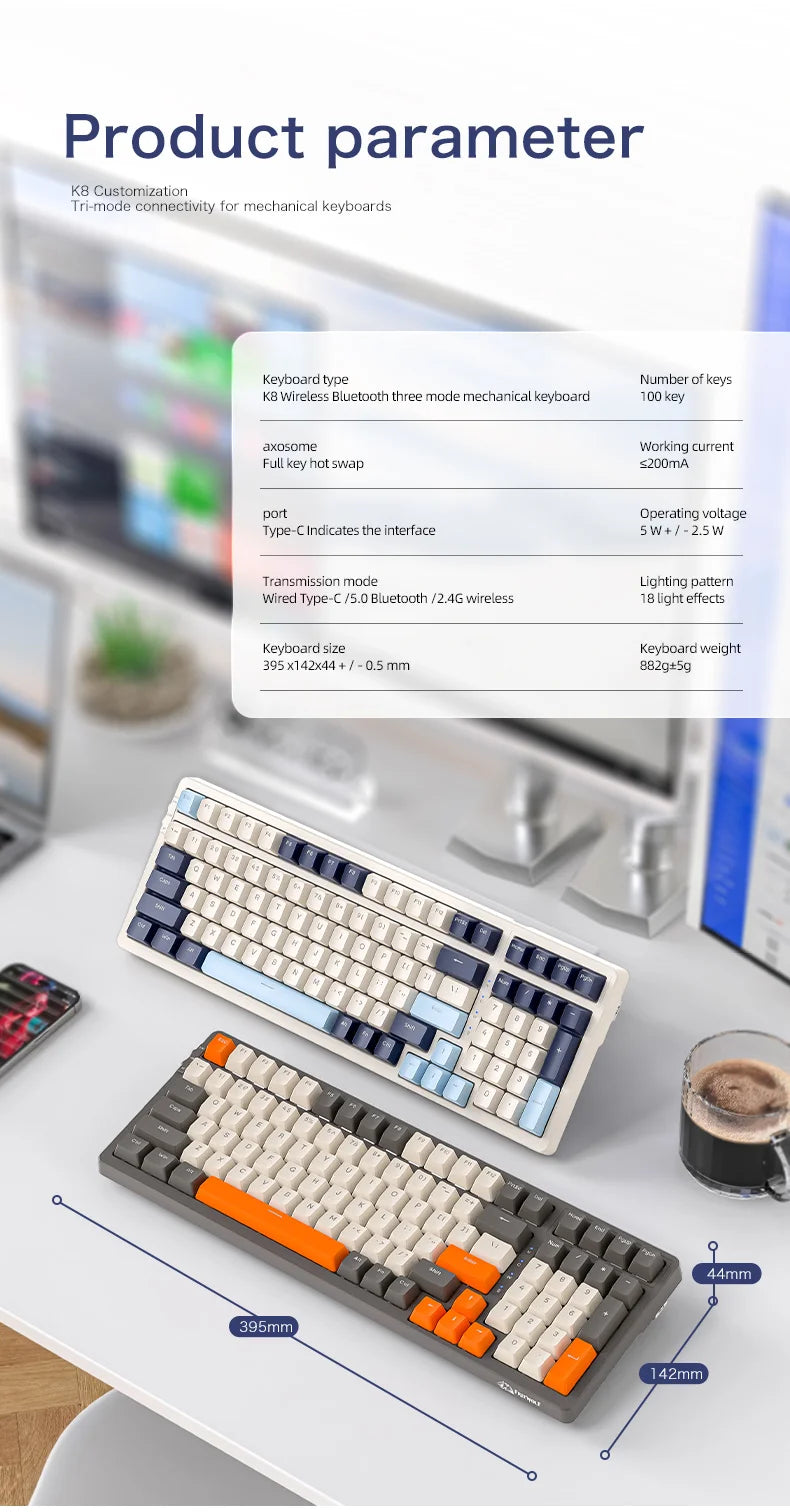 Ziyoulang K8 100 Key Wireless Mechanical Keyboard T