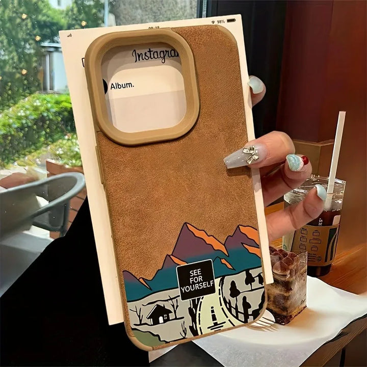 California Highway Flip Fur Leather Phone Case For iPhone